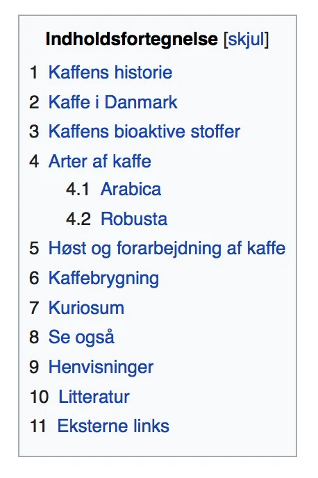 Wikipedia indholdsfortegnelse