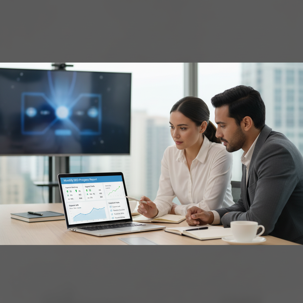 Månedlig SEO-rapport med resultater og handlingsplan